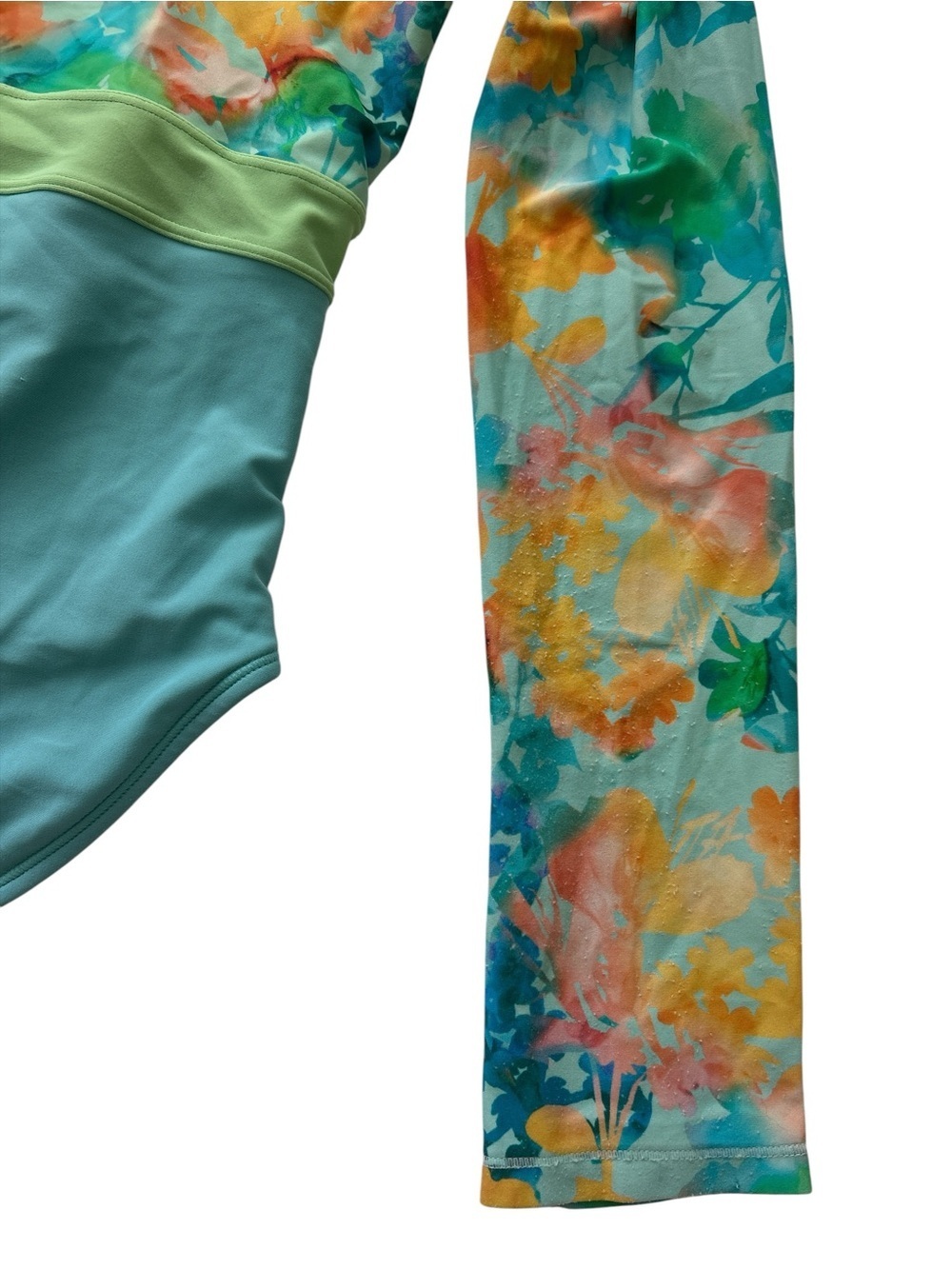 Athleta Teal One-Piece Floral Sleeve Rashguard - Picture 5 of 5